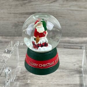 Small Christmas Hallmark Snow globe Merry Christmas Everyone Santa On Chimney 2”